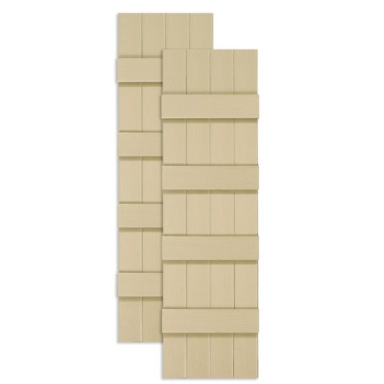 Custom Closed Board & Batten Vinyl Shutters · Double Offset Crossbar