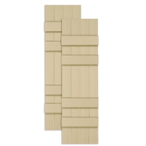 Custom Closed Board & Batten Vinyl Shutters · Double Offset Crossbar