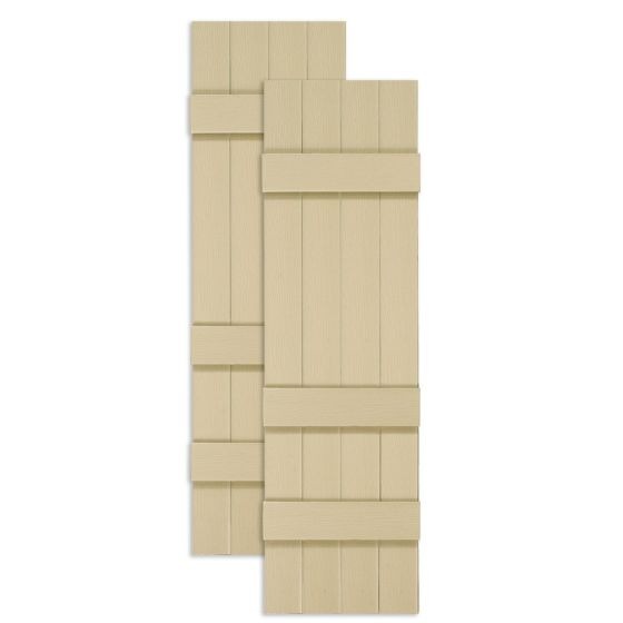 Custom Closed Board & Batten Vinyl Shutters · Offset Bottom Crossbar