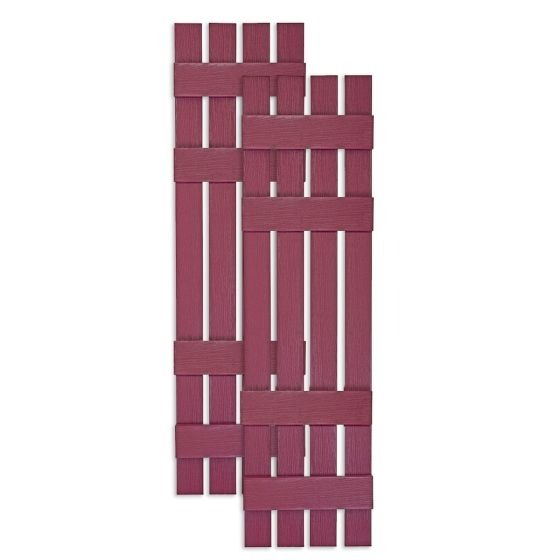 Custom Open Board & Batten Vinyl Shutters · Double Offset Crossbar