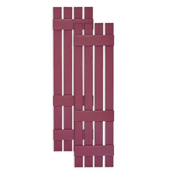 Custom Open Board & Batten Vinyl Shutters · Offset Bottom Crossbar