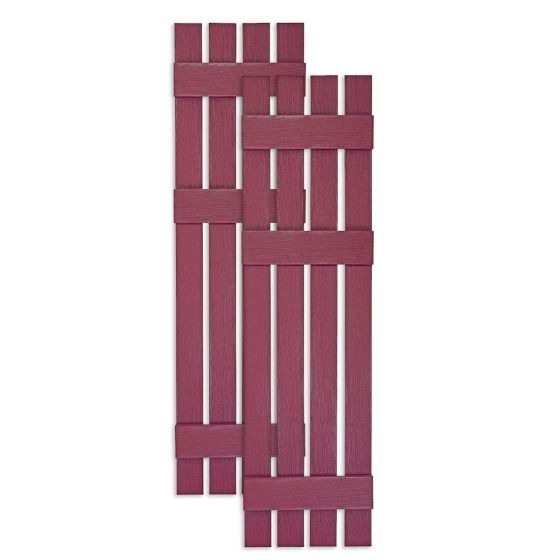 Custom Open Board & Batten Vinyl Shutters · Offset Top Crossbar