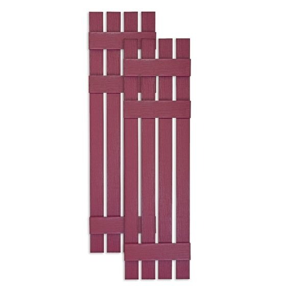 Custom Open Board & Batten Vinyl Shutters · Offset Top Crossbar