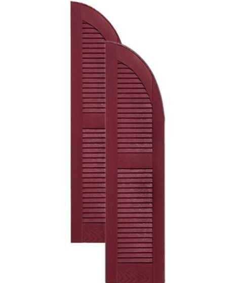 Custom Arch Top Vinyl Louver Shutters · Center Mullion