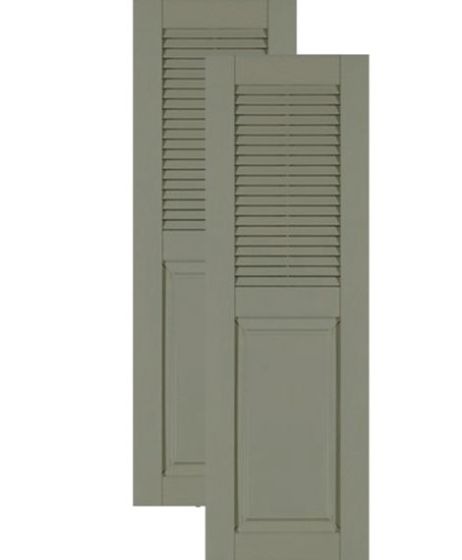 Custom Combination Vinyl Shutters, Louver / Raised Panel · Center Mullion