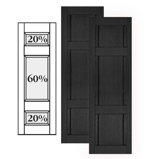 Custom Vinyl Classic Panel Shutters · Double Offset Mullion