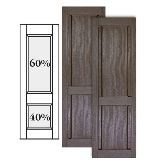 Custom Vinyl Classic Panel Shutters · Offset Bottom Mullion