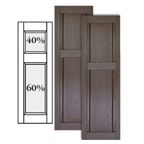 Custom Vinyl Classic Panel Shutters · Offset Top Mullion