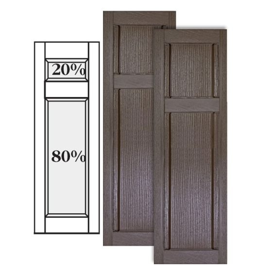 Custom Vinyl Classic Panel Shutters · Offset Top Mullion