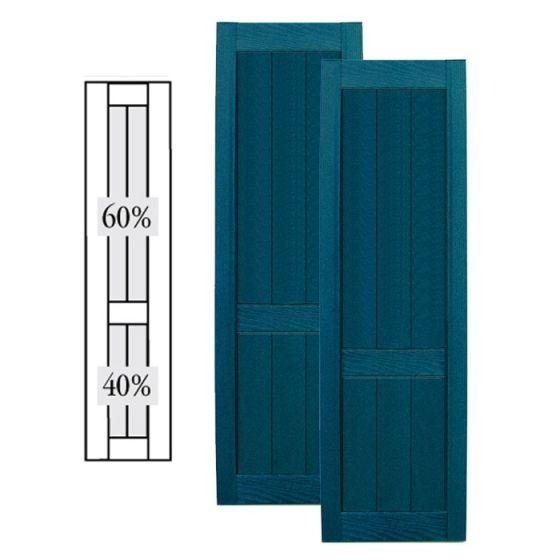 Custom Framed Closed Board & Batten Vinyl Shutters · Offset Bottom Mullion