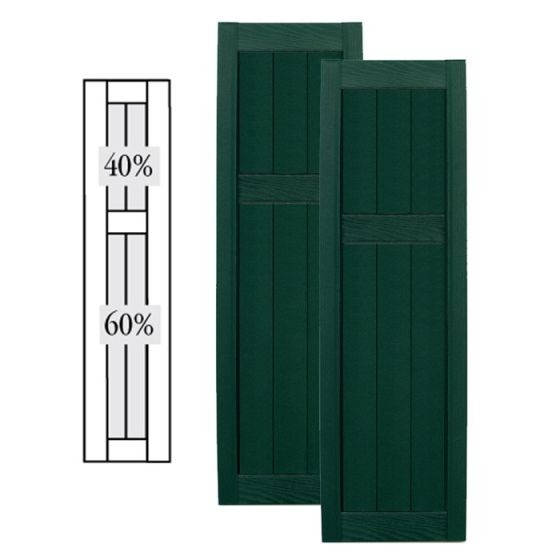 Custom Framed Closed Board & Batten Vinyl Shutters · Offset Top Mullion