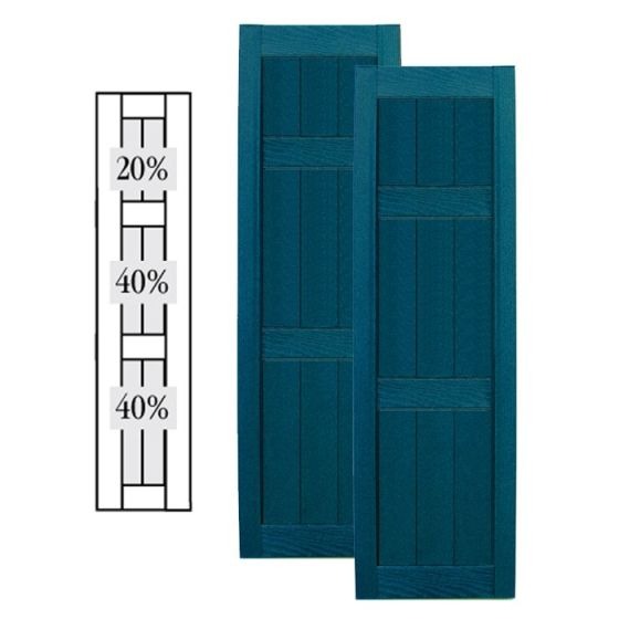 Custom Framed Closed Board & Batten Vinyl Shutters · Top Double Mullion