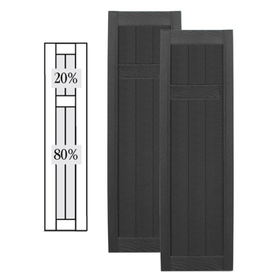 Custom Framed Closed Board & Batten Vinyl Shutters · Top Mullion