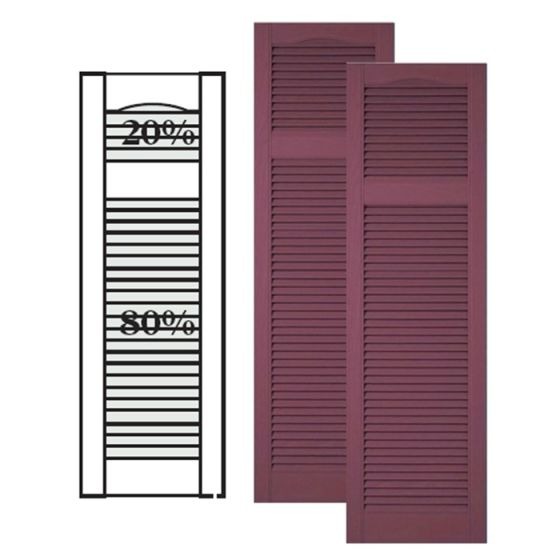 Custom Vinyl Louvered Shutters · Offset Top Mullion