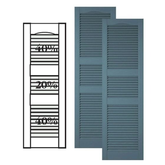 Custom Vinyl Louvered Shutters · Double Center Mullion