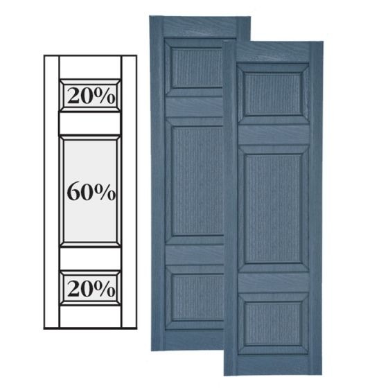 Custom Vinyl Raised Panel Shutters · Double Offset Mullion