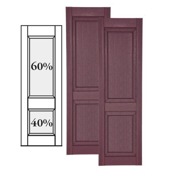 Custom Vinyl Raised Panel Shutters · Offset Bottom Mullion