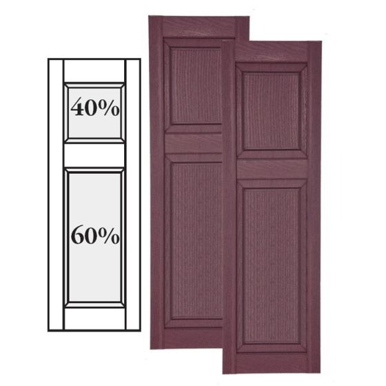 Custom Vinyl Raised Panel Shutters · Offset Top Mullion