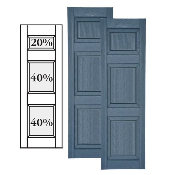 Custom Vinyl Raised Panel Shutters · Offset Top Double Mullion