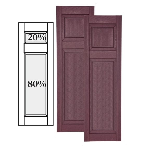 Custom Vinyl Raised Panel Shutters · Offset Top Mullion